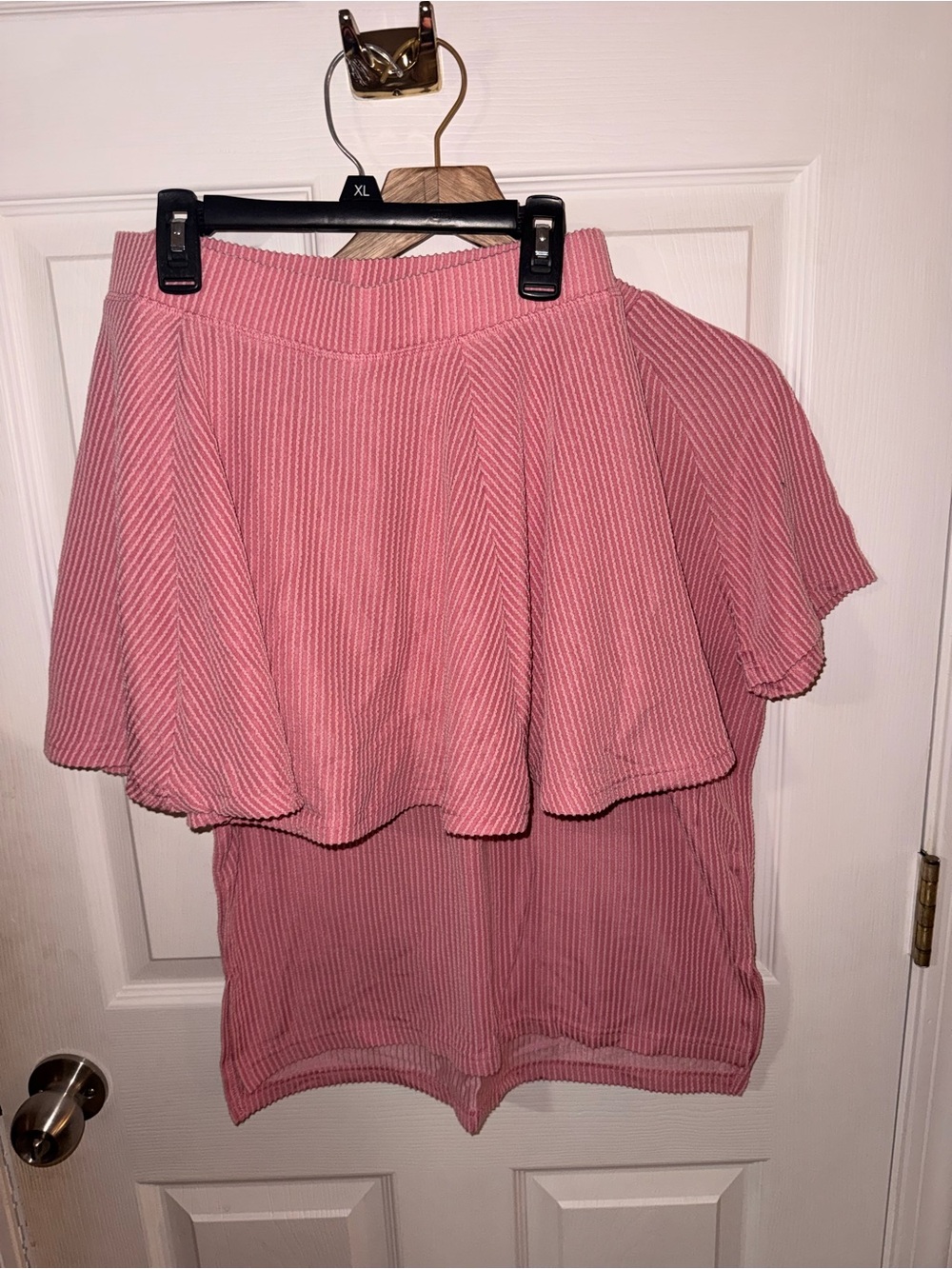 Pink Women’s Ribbed Skort with Matching Short sleeve Top